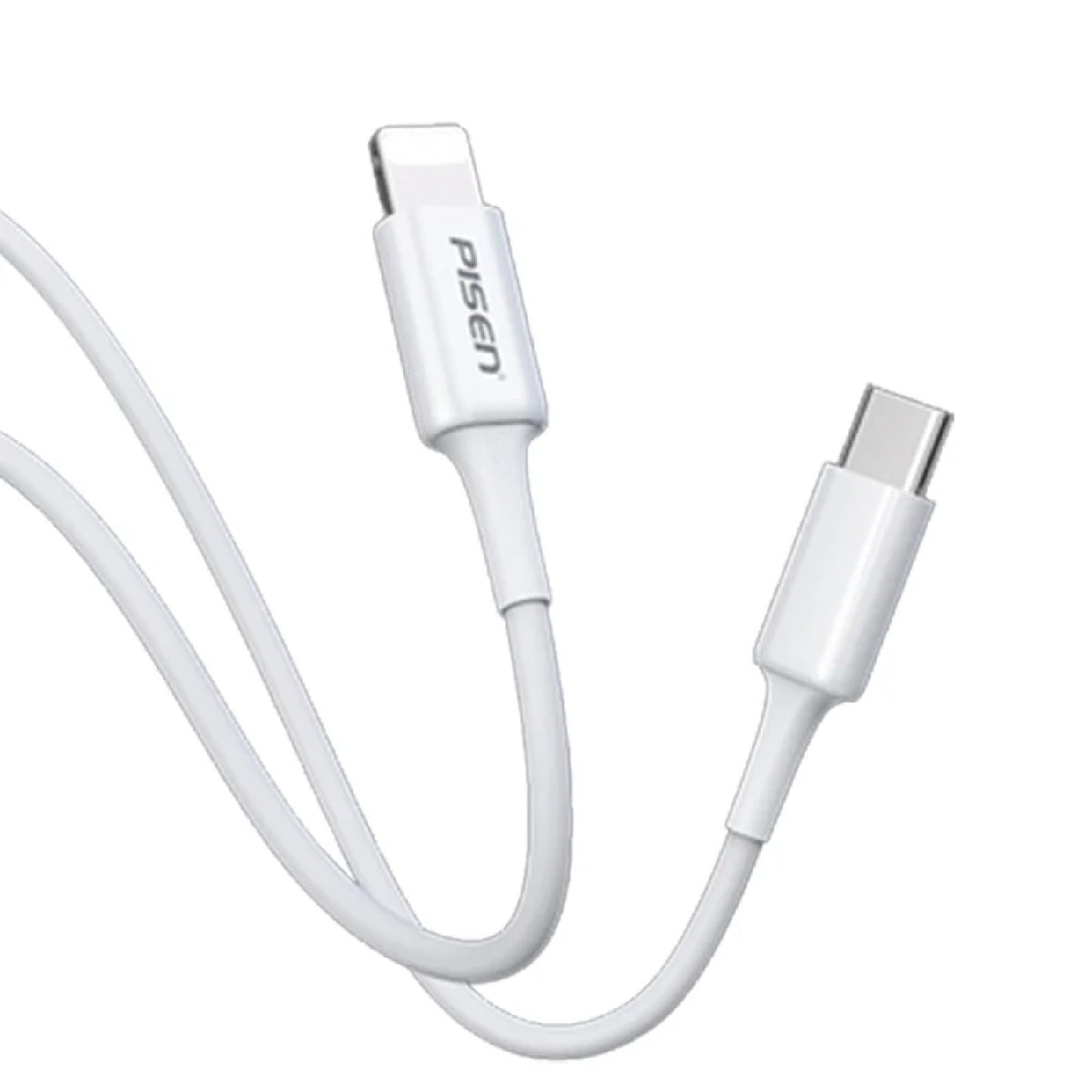 Pisen Mr White Lightning to USB-C PD Fast Charge Cable (1M) White - Support Charge 3A, Stretch-Resistant, Reinforced,Durable,Apple iPhone iPad MacBook