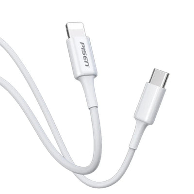 Pisen Mr White Lightning to USB-C PD Fast Charge Cable (1M) White - Support Charge 3A, Stretch-Resistant, Reinforced,Durable,Apple iPhone iPad MacBook