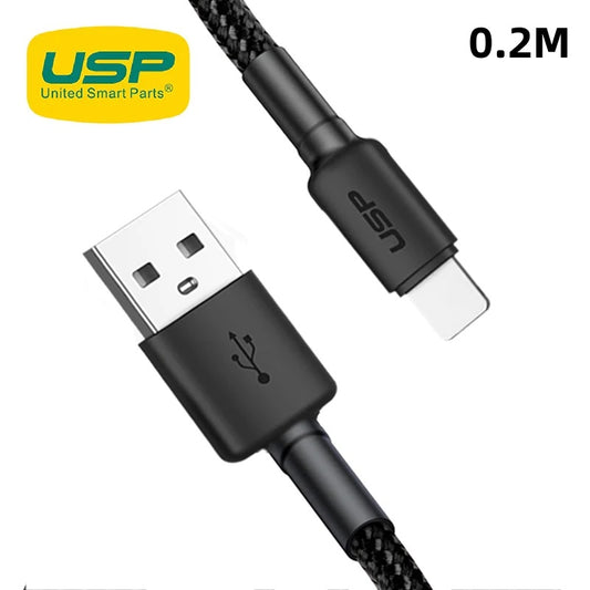 USP BoostUp Lightning to USB-A Cable (20cm) Black - Quick Charge  Connect, 2.4A Rapid Charge, Durable, Nylon Weaving, Apple iPhone iPad MacBook