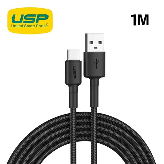 USP BoostUp Braided USB-C to USB-A Cable (1M) Black -3A, Fast Charge, Strong  Durable,Samsung Galaxy,Apple iPhone,iPad,MacBook,Google,OPPO,Nokia