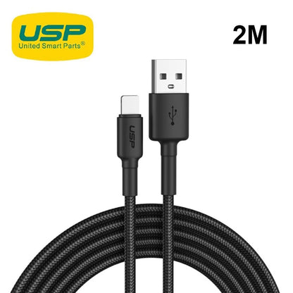 USP BoostUp Braided Lightning to USB-A Cable (2M) Black - Quick Charge  Connect, 2.4A Rapid Charge, Durable, Nylon Weaving, Apple iPhone iPad MacBook