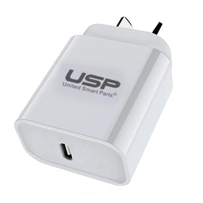 USP 20W USB-C PD Fast Wall Charger White -  fast charging, safety certified, universally compatible, and travel-friendly for all your devices
