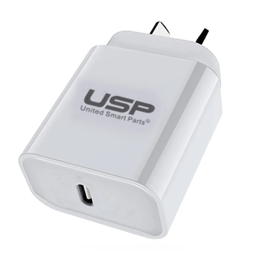 USP 20W USB-C PD Fast Wall Charger White -  fast charging, safety certified, universally compatible, and travel-friendly for all your devices