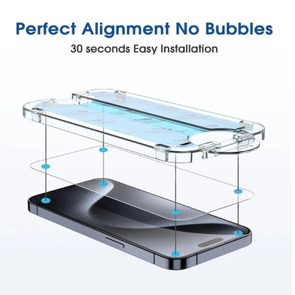 USP Apple iPhone 16   iPhone 15 (6.1 ft) Tempered Glass Screen Protector : Full Coverage, Easy Align Dust-free Tray, 9H Hardness, Bubble-Free