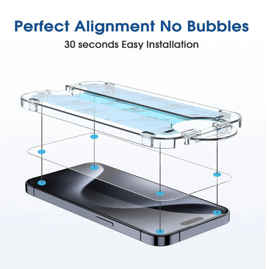 USP Apple iPhone 16   iPhone 15 (6.1 ft) Tempered Glass Screen Protector : Full Coverage, Easy Align Dust-free Tray, 9H Hardness, Bubble-Free