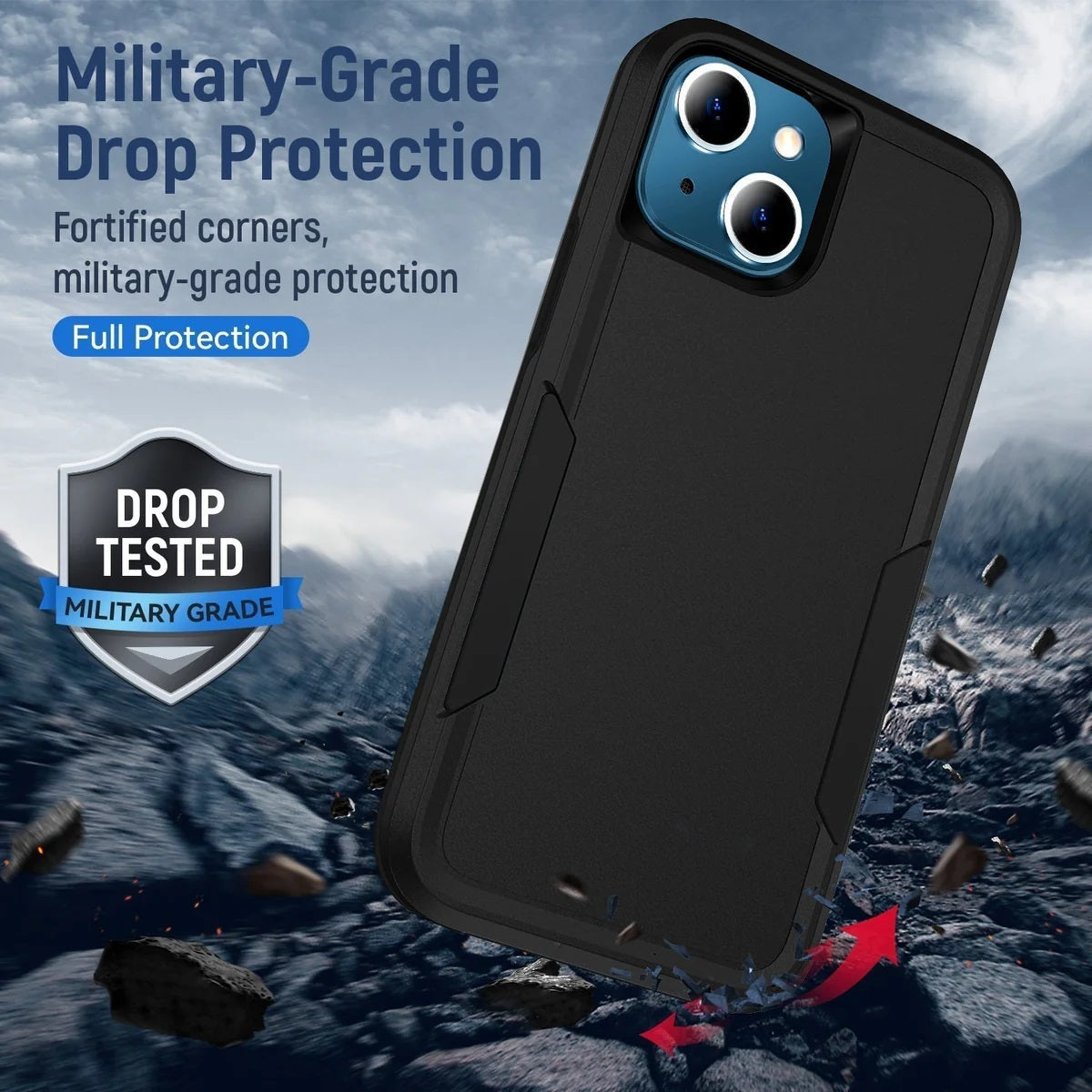 Phonix Apple iPhone 16 Plus (6.7 ft) Armor Rugged Case Black - Military-Grade, Multi layers, No-Slip, Sleek, Ultimate Protection, Strong  Durable