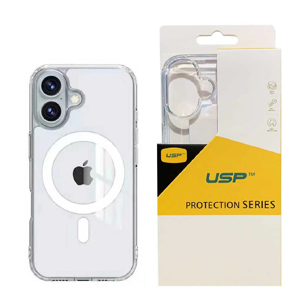 USP Apple iPhone 16 (6.1 ft) Clear Rock Shockproof Case with MagSafe - Ultra-Thin, Lightweight, Non-Slip, Multi-Layer, Strong And Durable Materials