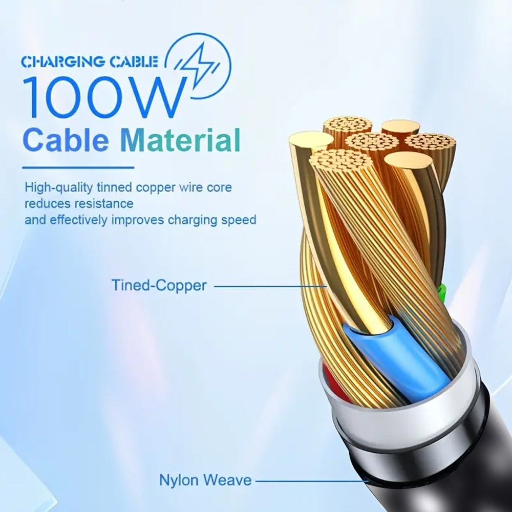 USP Braided 2-in-1 USB-C to Lighting (27W)  USB-C (100W) Super Fast Charging Cable (1.2M) Black - High Speed Charging