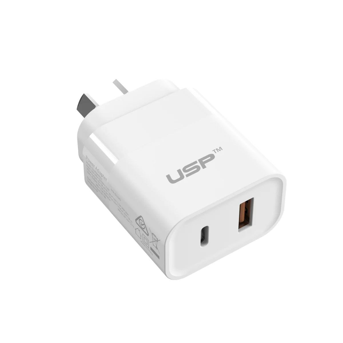 USP 30W Dual Ports (USB-C PD  USB-A QC3.0) Fast Wall Charger - Safe Charge,Compact, Travel Ready, Charge 2 Devices Simultaneously, FireProof Material