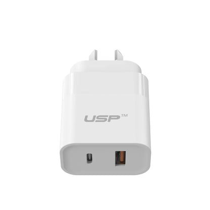 USP 30W Dual Ports (USB-C PD  USB-A QC3.0) Fast Wall Charger - Safe Charge,Compact, Travel Ready, Charge 2 Devices Simultaneously, FireProof Material