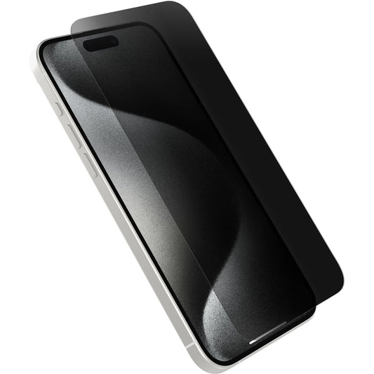 OtterBox Premium Pro Glass Antimicrobial Privacy Apple iPhone 15 Pro Max (6.7) Screen Protector Clear-(77-94012),DROP 6ft Protection,2 Years Warranty