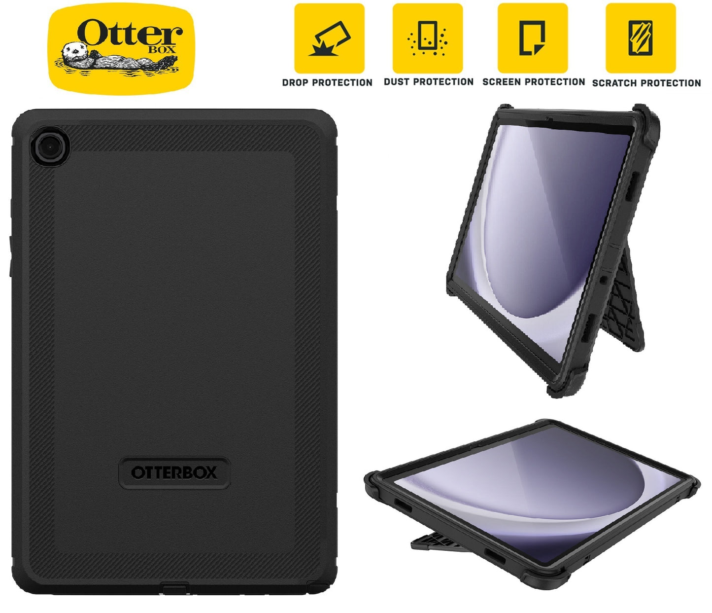 OtterBox Defender Samsung Galaxy Tab A9 (11 ft) Case Black - No Retail Packaging - (77-95007), DROP 2X Military Standard, 7 Years Warranty
