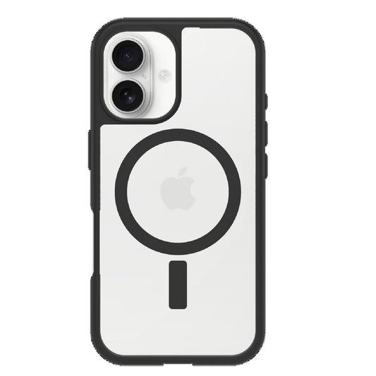 OtterBox React MagSafe Apple iPhone 16 Plus (6.7 ft) Case Clear Black-(77-96235),DROP Military Standard,Hard Case with Soft Grip Edges,7 Years Warranty