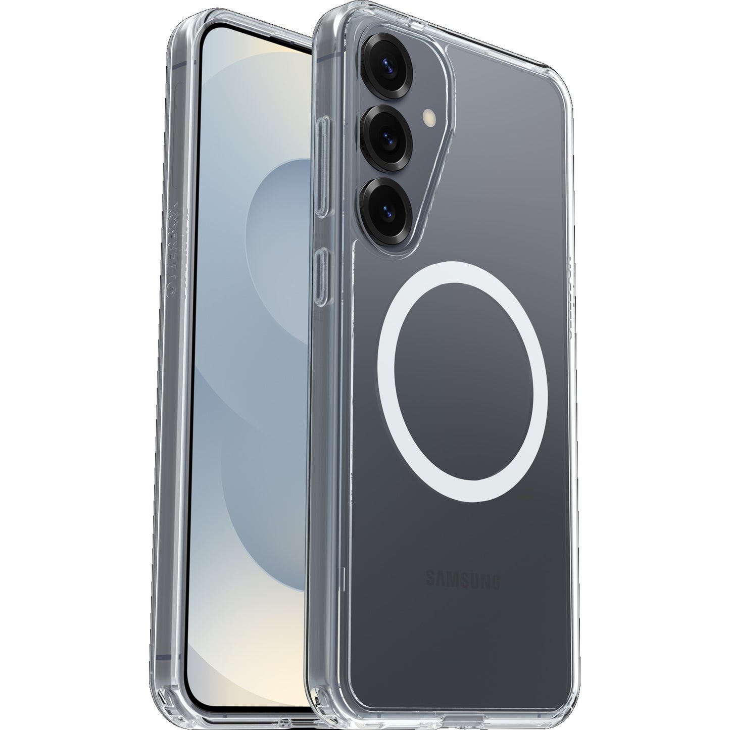 OtterBox Symmetry Clear Magnets Samsung Galaxy S25 5G (6.7 ft) Case Clear - (77-97464), DROP 3X Military Standard, Raised Edges, 7 Years Warranty