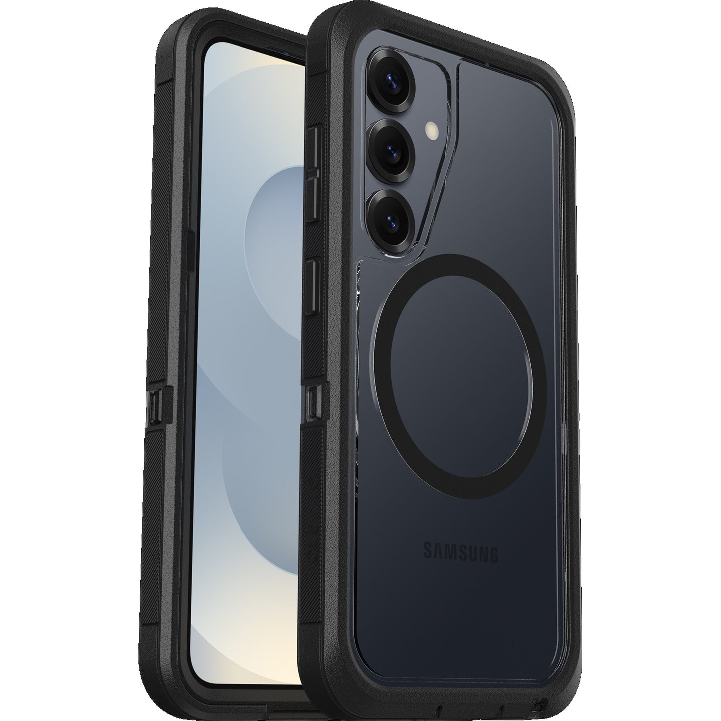 OtterBox Defender XT Clear Magnets Samsung Galaxy S25 5G (6.2 ft) Case Dark Side Clear Black - (77-97580), DROP 7X Military Standard, 7 Years Warranty