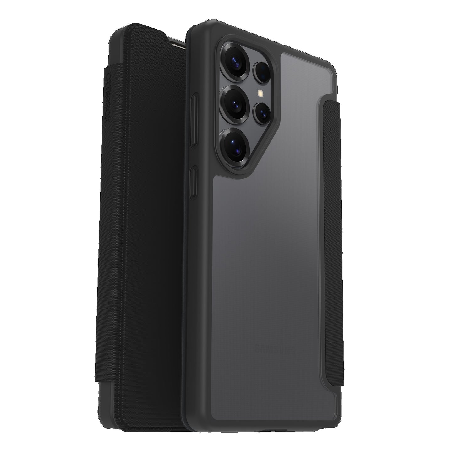 OtterBox React Folio Samsung Galaxy S25 Ultra 5G (6.9 ft) Case Black Crystal (Clear Black) - (77-97833), DROP Military Standard, 7 Years Warranty