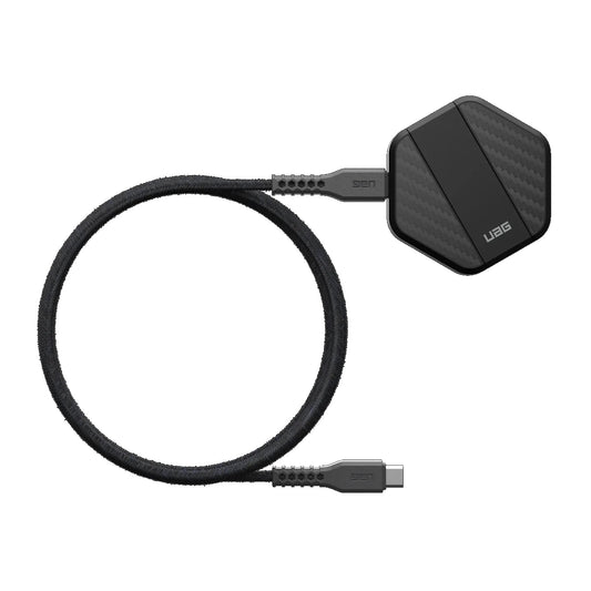 UAG Wireless Charging Pad with Stand - Black Carbon Fiber(9B4410114042),Up to 15W Of Wireless Power,Detachable 4ft Braided USB-C Cable,1 Year Warranty