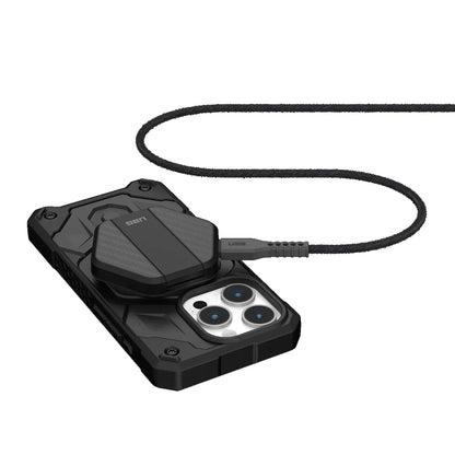 UAG Wireless Charging Pad with Stand - Black Carbon Fiber(9B4410114042),Up to 15W Of Wireless Power,Detachable 4ft Braided USB-C Cable,1 Year Warranty