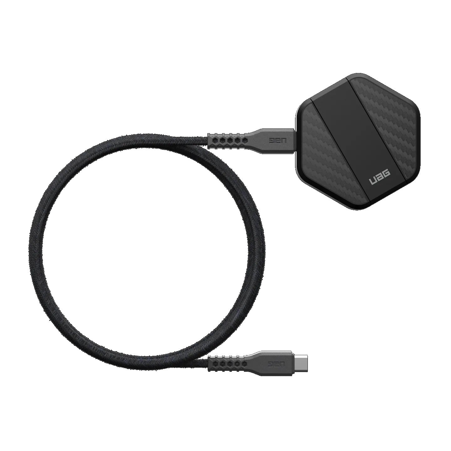 UAG Wireless Charging Pad with Stand - Black Carbon Fiber(9B4410114042),Up to 15W Of Wireless Power,Detachable 4ft Braided USB-C Cable,1 Year Warranty