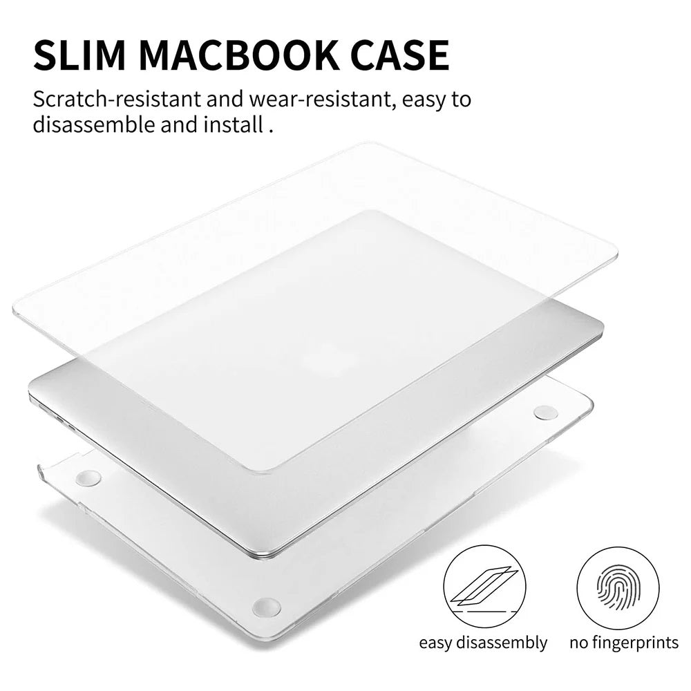 Pisen Hard shell Case MacBook Air 15.3 (M4 2025, M3 M2) Glassy Matte (Clear) - Ultra-Thin, Lightweight, High Quality, Easy to Install, ShockProof