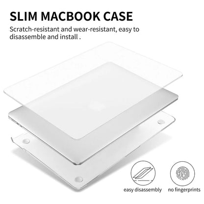 Pisen Hard shell Case MacBook Air 15.3 (M4 2025, M3 M2) Glassy Matte (Clear) - Ultra-Thin, Lightweight, High Quality, Easy to Install, ShockProof