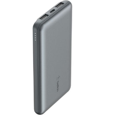Belkin BoostCharge Power Bank 10K (3 Port) - Space Grey (BPB011btGY),2xUSB-A (12W),1xUSB-C (15W),USB-C to USB-A Cable,15W Total Power,2 Years Warranty