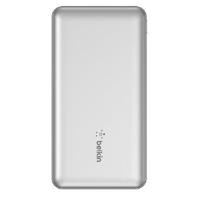 Belkin BoostCharge Power Bank 10K (3 Port) - Silver(BPB011btSL),2xUSB-A (12W),1xUSB-C (15W),USB-C to USB-A Cable,15W Total Power,2 Years Warranty