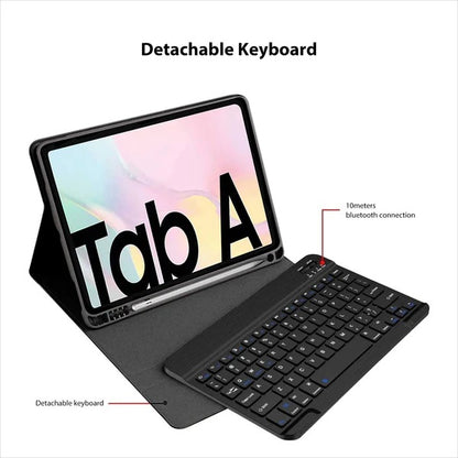 Generic Samsung Galaxy Tab A8 (10.5 ft) Bluetooth Keyboard Leather Cover Case - Black (C105464), 10M Bluetooth Connection, Pencil Holder, 120Hz TouchPad