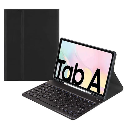 Generic Samsung Galaxy Tab A8 (10.5 ft) Bluetooth Keyboard Leather Cover Case - Black (C105464), 10M Bluetooth Connection, Pencil Holder, 120Hz TouchPad