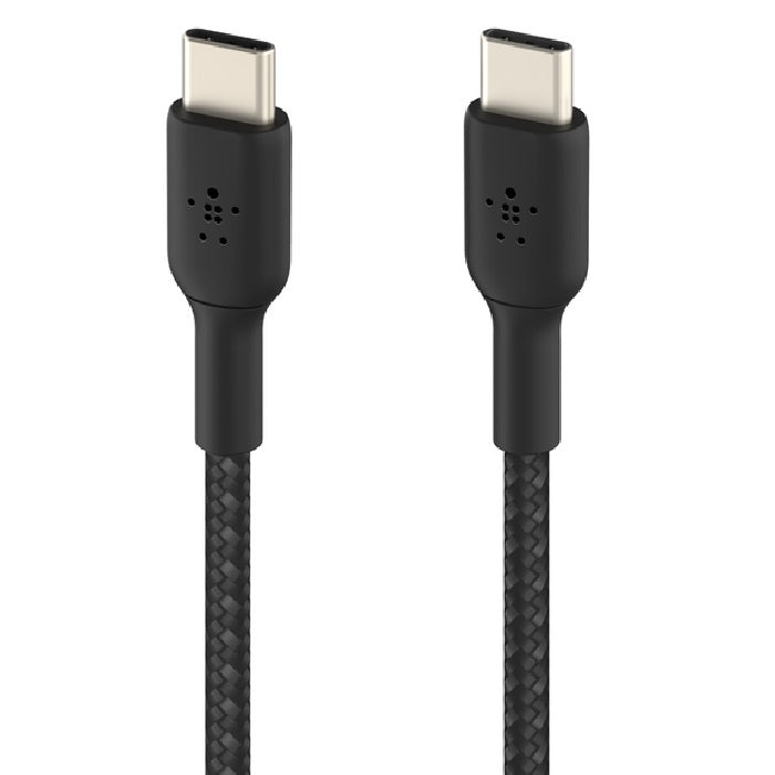 Belkin BoostCharge Braided USB-C to USB-C Cable (0.15M) - Black (CAB004bt0MBK),60W,480Mbps,30K Bends, Double-Braided,USB-IF Certified,2 Year Warranty