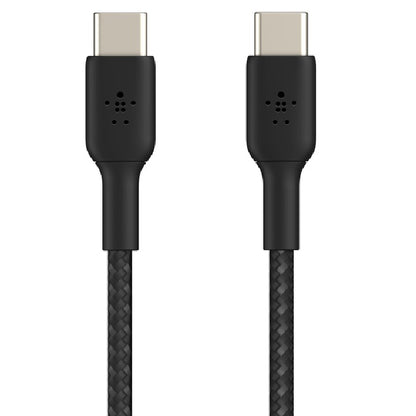 Belkin BoostCharge Braided USB-C to USB-C Cable (0.15M) - Black (CAB004bt0MBK),60W,480Mbps,30K Bends, Double-Braided,USB-IF Certified,2 Year Warranty