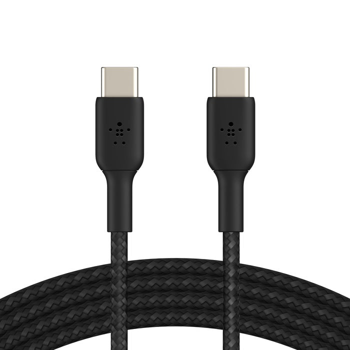 Belkin BoostCharge Braided USB-C to USB-C Cable (0.15M) - White (CAB004bt0MWH),60W,480Mbps,30K Bends, Double-Braided,USB-IF Certified,2 Year Warranty