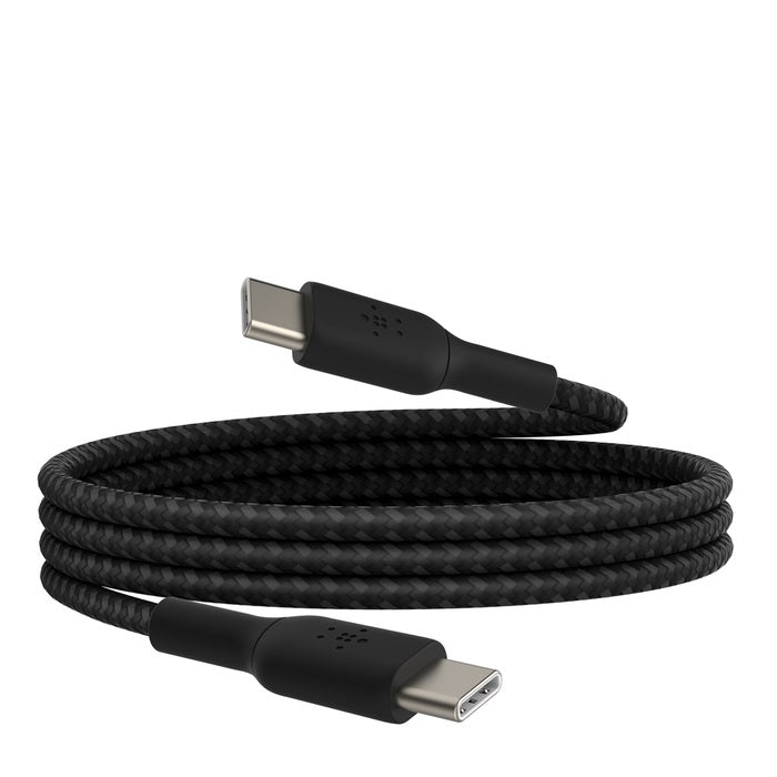 Belkin BoostCharge Braided USB-C to USB-C Cable (0.15M) - White (CAB004bt0MWH),60W,480Mbps,30K Bends, Double-Braided,USB-IF Certified,2 Year Warranty