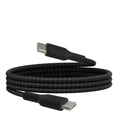 Belkin BoostCharge Braided USB-C to USB-C Cable (0.15M) - White (CAB004bt0MWH),60W,480Mbps,30K Bends, Double-Braided,USB-IF Certified,2 Year Warranty