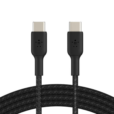 Belkin BoostCharge Braided USB-C to USB-C Cable (0.15M) - White (CAB004bt0MWH),60W,480Mbps,30K Bends, Double-Braided,USB-IF Certified,2 Year Warranty