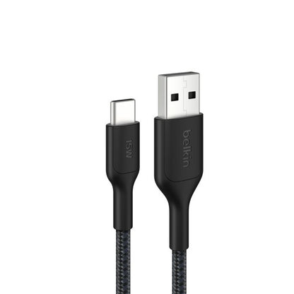 Belkin BoostCharge Pro Braided USB-A to USB-C 2.0 Cable (1M) - Black (CAB022fq1MBK), iPhone ,iPad,Samsung Galaxy, USB - IF Certified, 2 Years Warranty