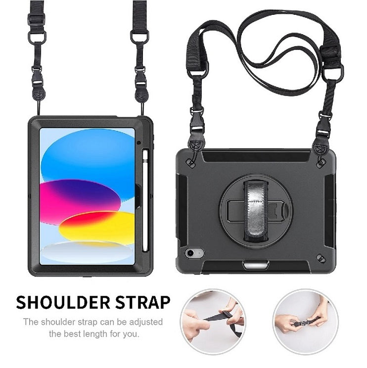 USP Rugged Apple iPad (11.0 ft) 11th Gen (A16)   iPad 10th Gen (10.9 ft) Case Black - Built-in-Kickstand,Adjustable Hand Strap,Shoulder Strap,DropProof