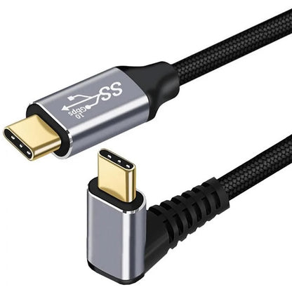 Pisen Braided USB-C to USB-C Right Angle Cable (1M) - Black,  100W Power, Support 10Gbps Data Speed, Reversible Design