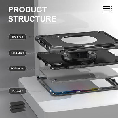 Generic Rugged Apple iPad Pro (10.5 ft) (2nd Gen) Case Black- Built-in- Kickstand, Adjustable Hand Strap, Tough Exterior Absorbs Shocks, 1 Year Warranty