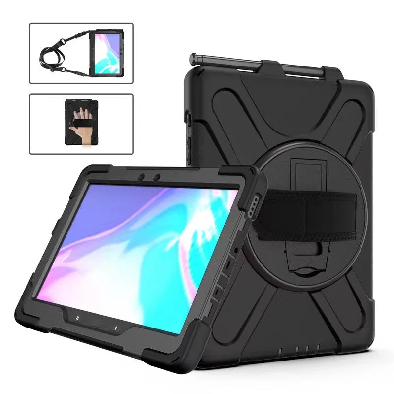 USP Rugged Samsung Galaxy Tab Active5 Pro Tab Active4 Pro Tab Active Pro (10.1 ft) Case Black - Built-in-Kickstand,Adjustable Hand Strap, Shoulder Strap