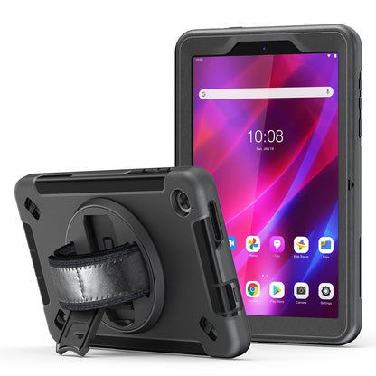 USP Rugged Lenovo Tab M8 (4th Gen) (8 ft) (TB-300) Case  Screen Protector Black - Built-in-Kickstand, Adjustable Hand Strap, Shoulder Strap
