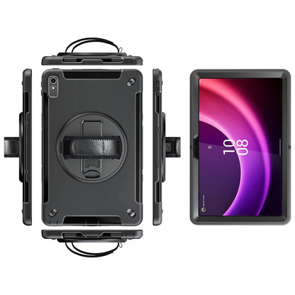 USP Rugged Lenovo Tab P11 (11 ft) (2nd Gen) Case  Screen Protector Black - Built-in-Kickstand,Adjustable Hand Strap,Reinforced Corners,Raised Edges