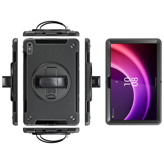 USP Rugged Lenovo Tab P11 (11 ft) (2nd Gen) Case  Screen Protector Black - Built-in-Kickstand,Adjustable Hand Strap,Reinforced Corners,Raised Edges