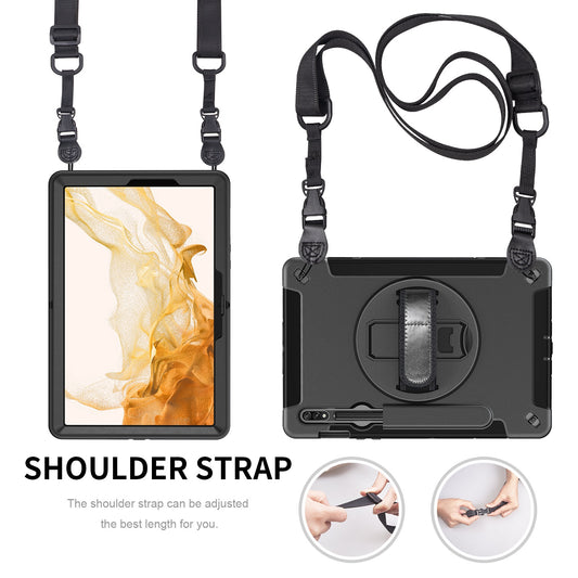USP Rugged Samsung Galaxy Tab S10 Ultra   Tab S9 Ultra   Tab S8 Ultra (14.6 ft) Case Black - Built-in-Kickstand, Adjustable Hand Strap, Shoulder Strap
