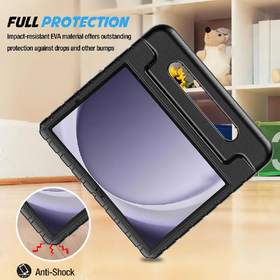 Pisen Samsung Galaxy Tab A9 (11 ft) Kid Friendly Case Black - Shockproof, Raised Edges, 180 degree Rotation, Portable  Lightweight, Perfect for Kid