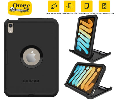 OtterBox Defender Apple iPad Mini A17 Pro (7th Gen)   iPad Mini (8.3 ft) (6th Gen) Case Black - (77-87476), DROP 2X Military Standard, 7 Years Warranty