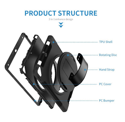 USP Rugged Samsung Galaxy Tab A7 Lite (8.7 ft) Case Black - Built-in-Kickstand,Adjustable Hand Strap, Pen Holder,DropProof,ShockProof