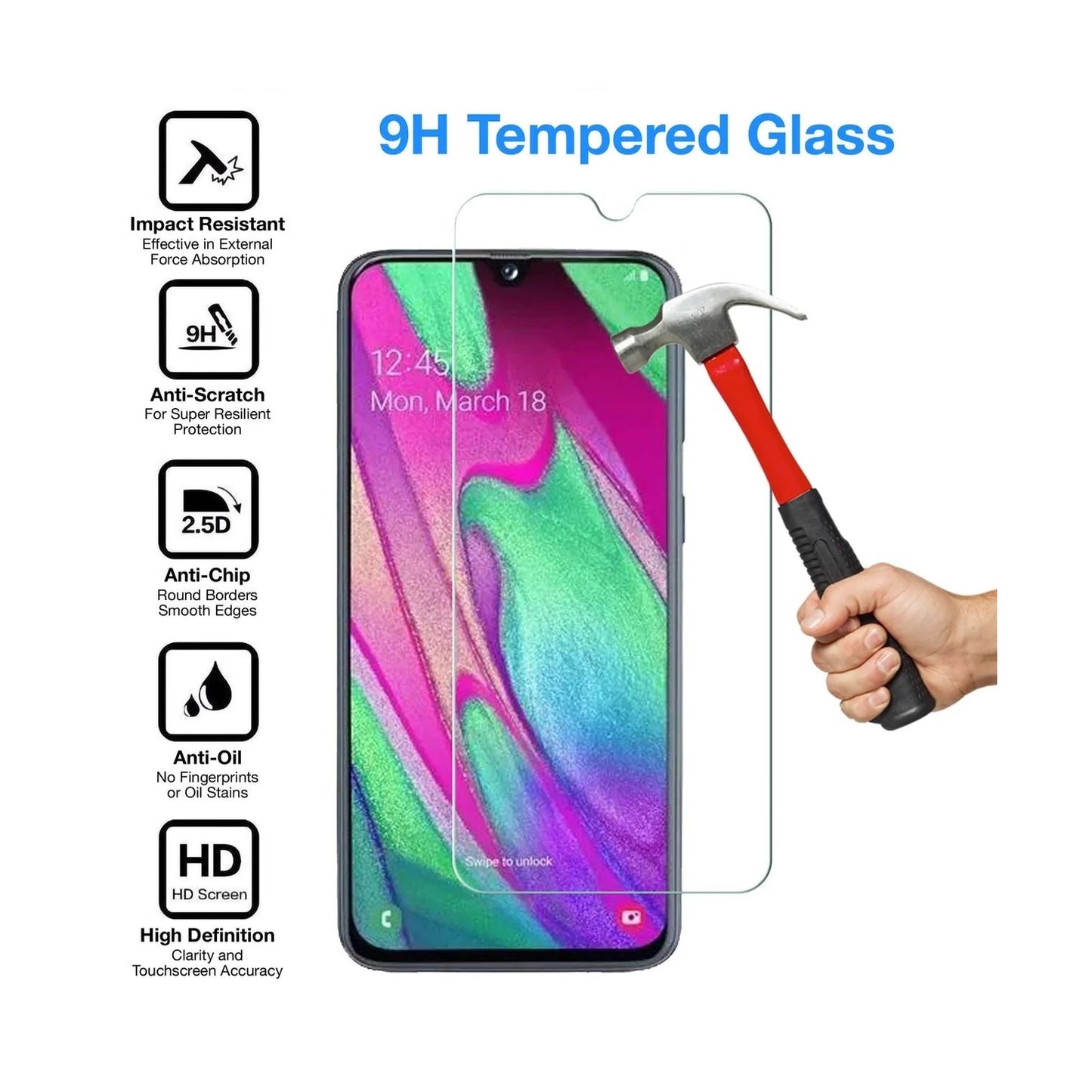 USP Samsung Galaxy A05s 4G (6.7 ft) Tempered Glass Screen Protector : Full Coverage, 9H Hardness, Bubble-free, Anti-fingerprint, Original Touch Feel