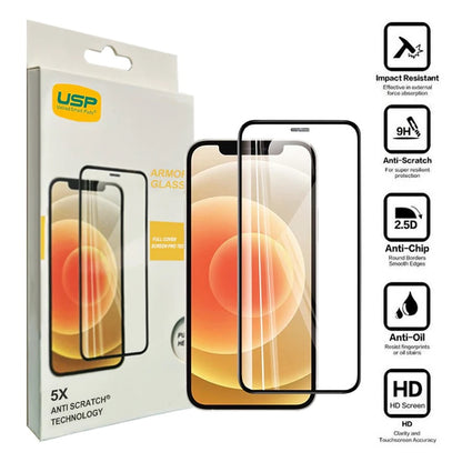 USP Apple iPhone 14 Plus   iPhone 13 Pro Max Armor Glass Full Cover Screen Protector - 5X Anti Scratch Technology, Perfectly Fit Curves