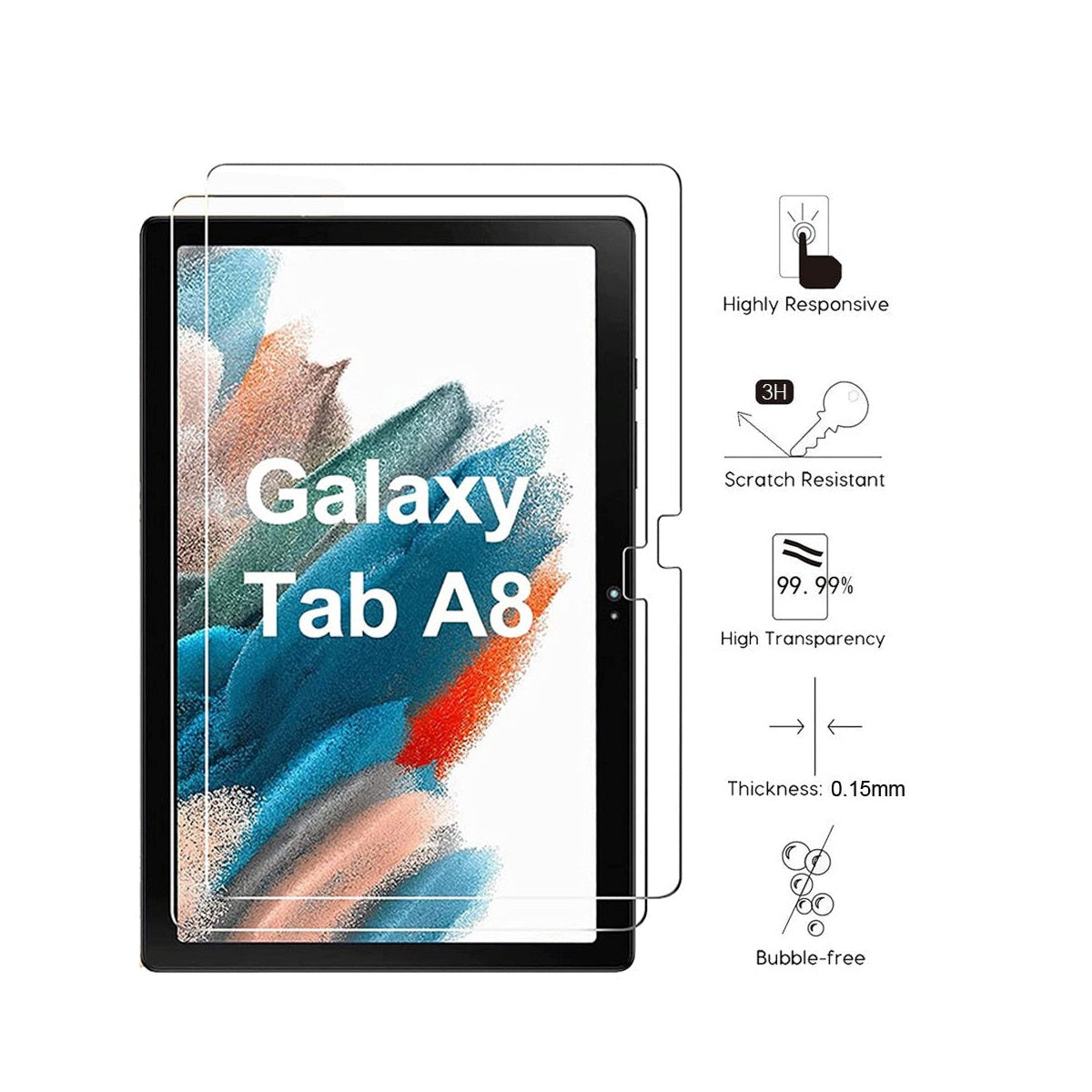 Generic Samsung Galaxy Tab A9 (11 ft) Premium Tempered Glass Screen Protector Clear - Scratch Resistant, Dust Repelling, Ultra-Clear, High Transparency